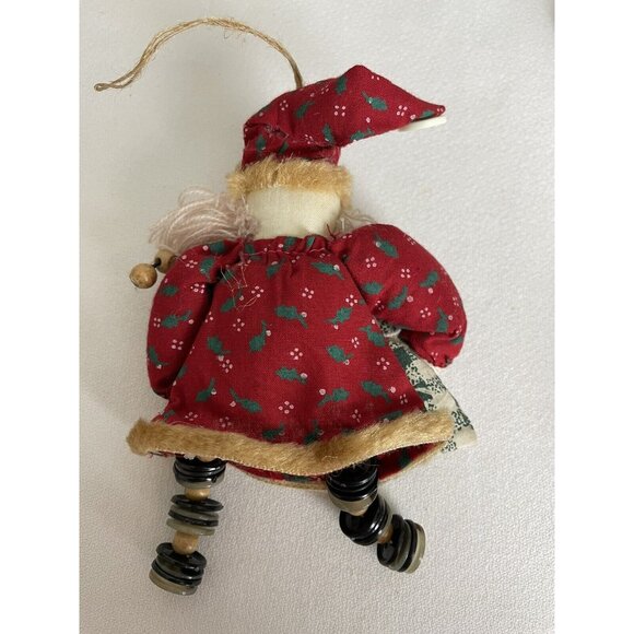 Vintage Primitive Country Santa Christmas Ornament Buttons Yarn Beard Twine - Picture 8 of 11